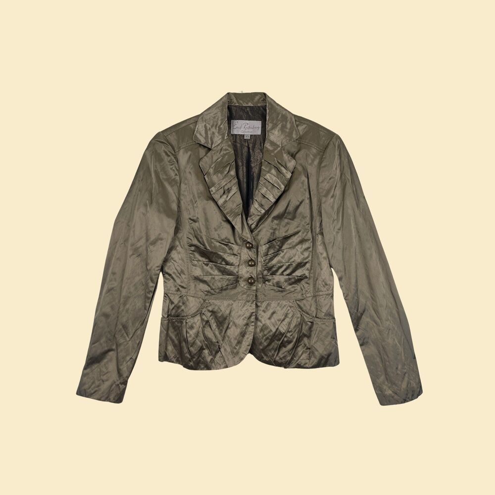 90s XS Emil Rutenberg metallic jacket, vintage 1990s brown/grey blazer jacket